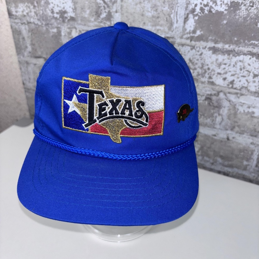 Texas Hat Cap Snap Back Mens One Size Blue Rope Cord Armadillo Souvenir